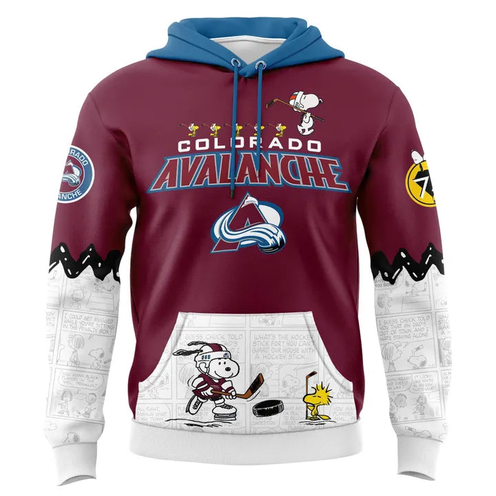 Limited Edition Colorado Avalanche '' Peanuts Night '' Snoopy Hoodie 2025