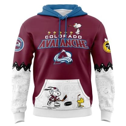 Limited Edition Colorado Avalanche '' Peanuts Night '' Snoopy Hoodie 2025