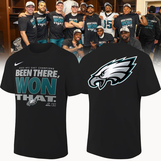Limited edition Philadelphia Eagles 2025 NFC East Division Champions Locker Room Trophy Collection T-Shirt for fans..