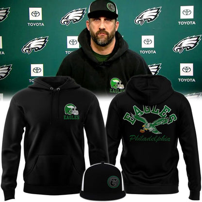Abercrombie & Fitch Eagles back graphic hoodie in black