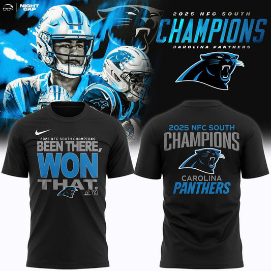 Official Carolina Panthers 2025 NFC South Division Champions "Been There Won That" T-Shirt - Black (Updated Version)
