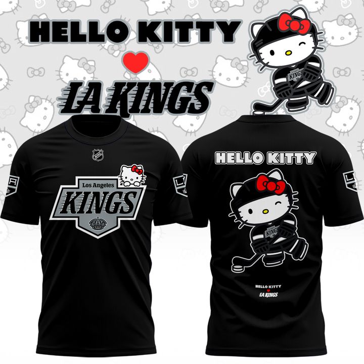 Limited Edition Los Angeles Kings x Hello Kitty Special Fanatics Black Tee