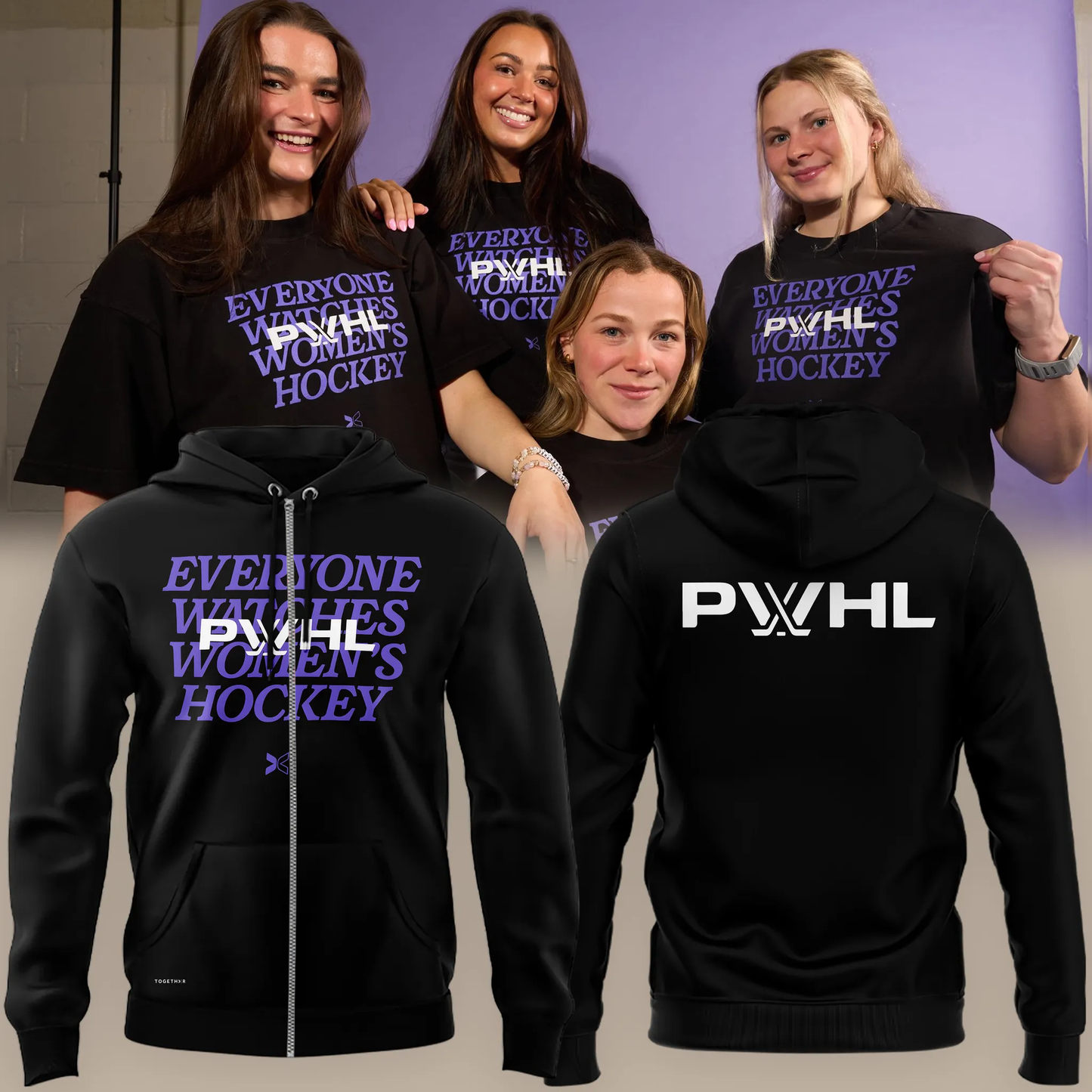 01.Limited Edition Women's Hockey Togethxr x PWHL Zip Hoodie