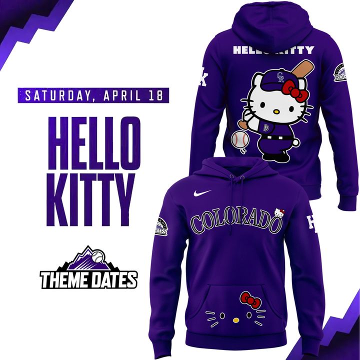 Exclusive 2026 Hoodie Colorado Rockies x Hello Kitty for fans!