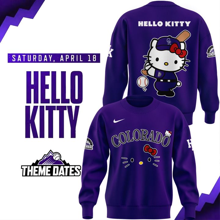 Exclusive 2026 Sweatshirt Colorado Rockies x Hello Kitty for fans!