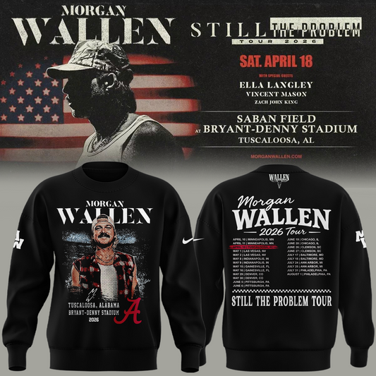 Exclusive Morgan Wallen x Alabama Football "Still The Problem Tour 2026" Bryant–Denny Stadium Sweatshirt for fans!