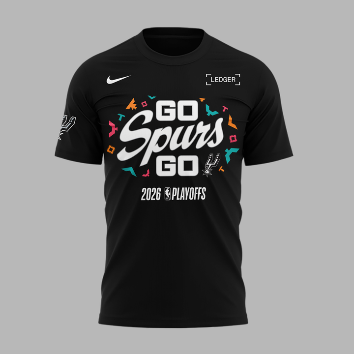 San Antonio Spurs " Go Spurs Go " 2026 Playoffs T-Shirt - Black
