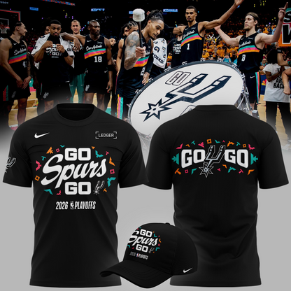 San Antonio Spurs " Go Spurs Go " 2026 Playoffs T-Shirt - Black
