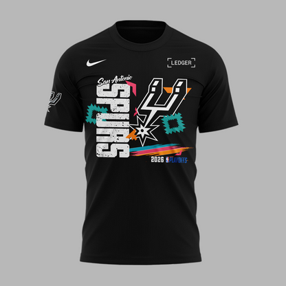 02.San Antonio Spurs " Go Spurs Go " 2026 Playoffs T-Shirt - Black