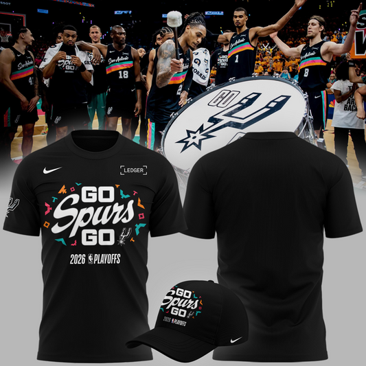 03.San Antonio Spurs " Go Spurs Go " 2026 Playoffs T-Shirt - Black