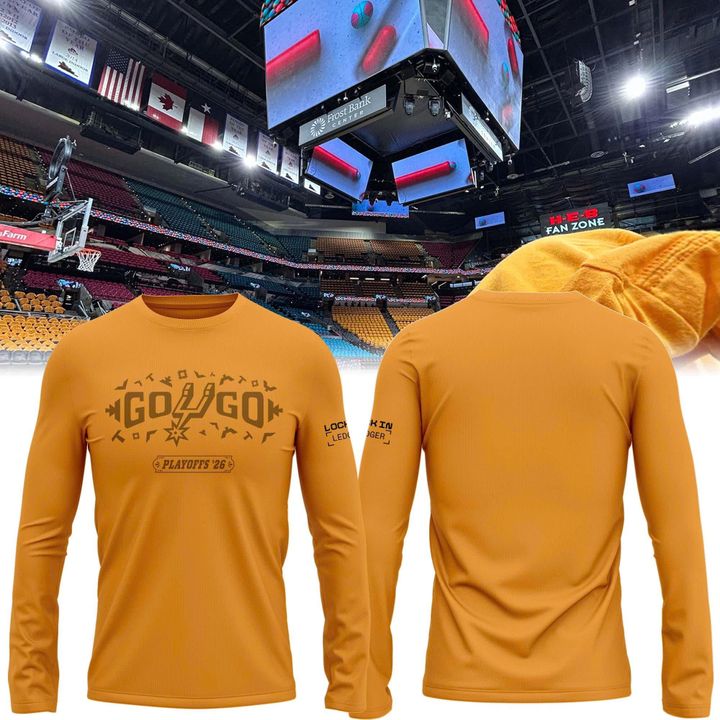 San Antonio Spurs Shop Playoffs Yellow Long Sleeve Shirt