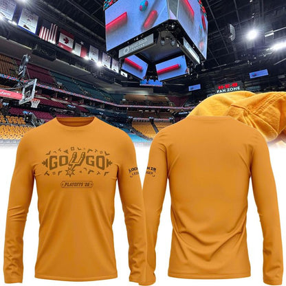 San Antonio Spurs Shop Playoffs Yellow Long Sleeve Shirt