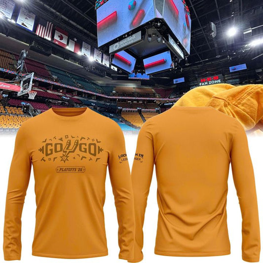 San Antonio Spurs Shop Playoffs Yellow Long Sleeve Shirt