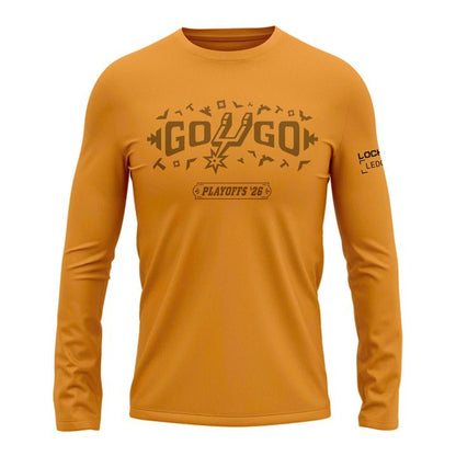 San Antonio Spurs Shop Playoffs Yellow Long Sleeve Shirt