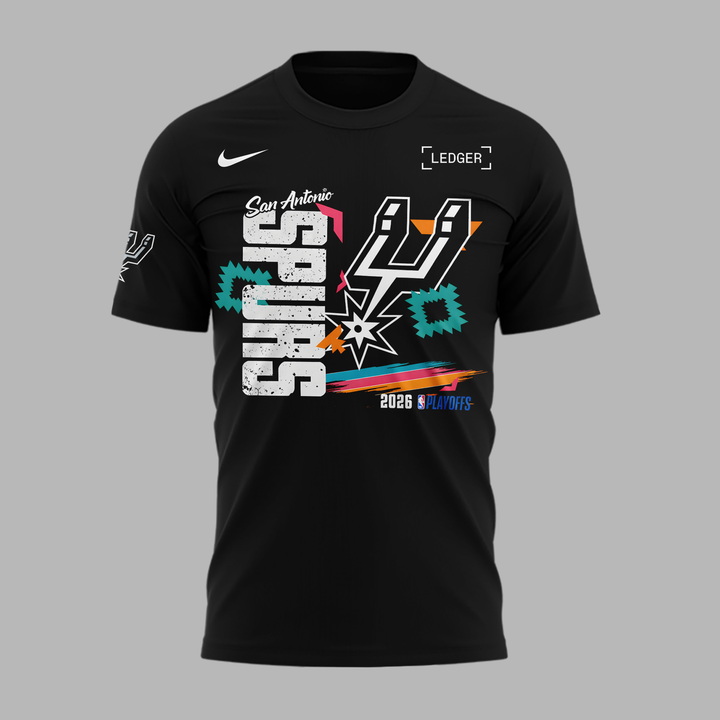 04.San Antonio Spurs " Go Spurs Go " 2026 Playoffs T-Shirt - Black