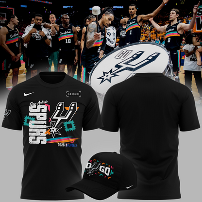 04.San Antonio Spurs " Go Spurs Go " 2026 Playoffs T-Shirt - Black