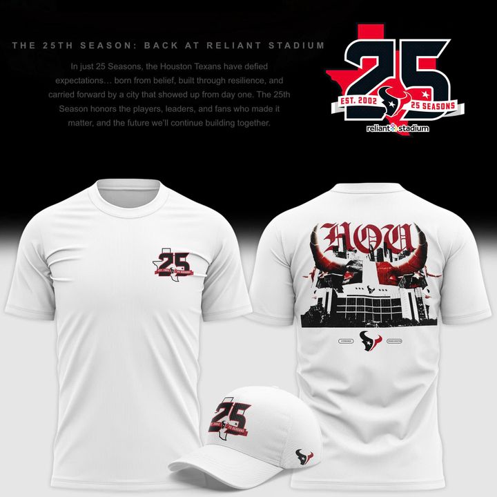 Houston Texans 25th Season Anniversary Limted Premium T-shirt - White