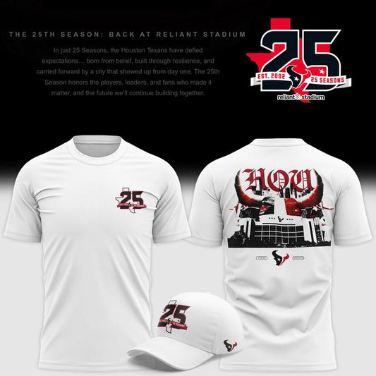 Houston Texans 25th Season Anniversary Limted Premium T-shirt - White