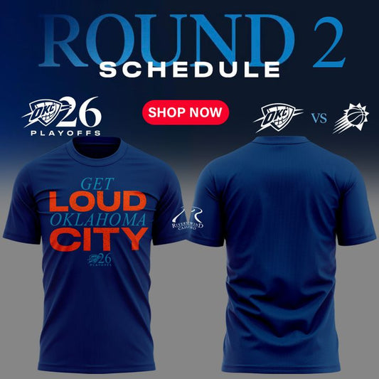 Exclusive Version 2026 Playoffs Oklahoma City Thunder T-Shirt “GET LOUD OKLAHOMA CITY” for fans!