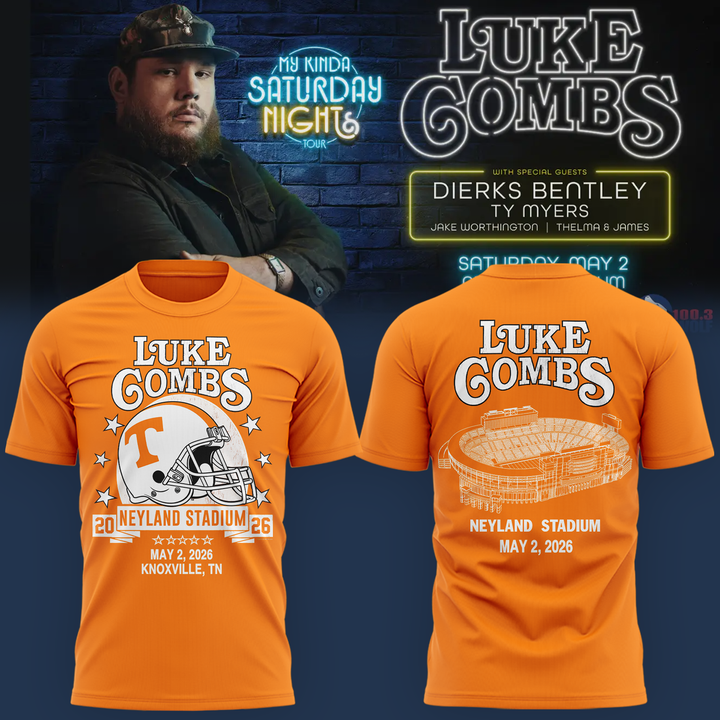 Limited Edition Tennessee x Luke Combs My Kinda Saturday Nigh Orange Tshirt 2026
