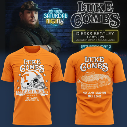 Limited Edition Tennessee x Luke Combs My Kinda Saturday Nigh Orange Tshirt 2026