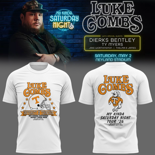 New Edition Tennessee x Luke Combs My Kinda Saturday Nigh White Tshirt 2026