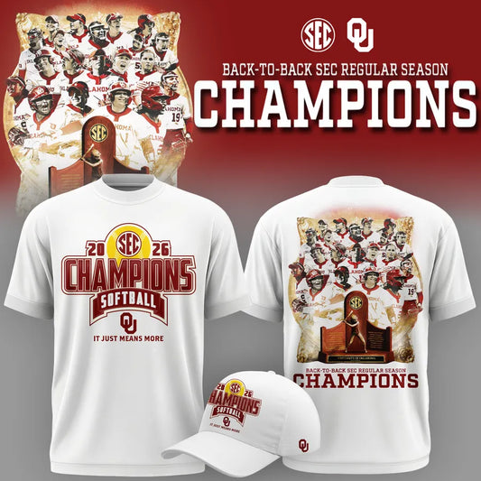 Oklahoma Softball Back-to-Back SEC Regular Season Champs 2026 Limited Edition Shirt