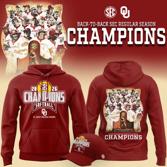 Oklahoma Softball Back-to-Back SEC Regular Season Champs 2026 Limited Edition Hoodie