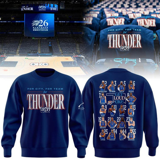 Exclusive 2026 Oklahoma City Thunder Playoffs Round 2 Game 2 Sweatshirt “For City. For Team. For Thunder.”