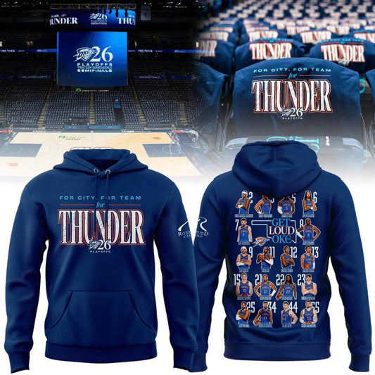Exclusive 2026 Oklahoma City Thunder Playoffs Round 2 Game 2 Hoodie “For City. For Team. For Thunder.”