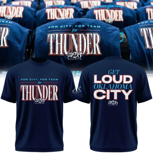 Limited Edition 2026 Oklahoma City Thunder Playoffs Round 2 Game 2 T-Shirt “For City. For Team. For Thunder.”