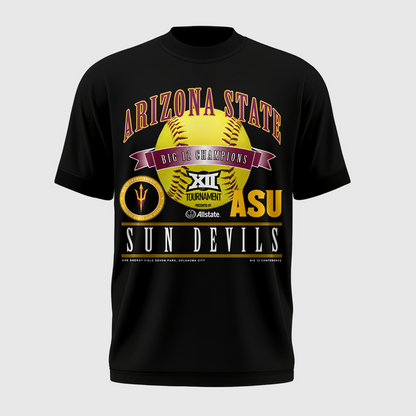 Arizona State Sun Devils 2026 Big 12 Softball Tournament Champions T-shirt -Black