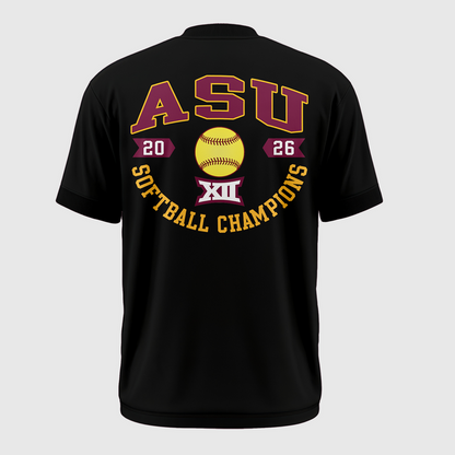 Arizona State Sun Devils 2026 Big 12 Softball Tournament Champions T-shirt -Black
