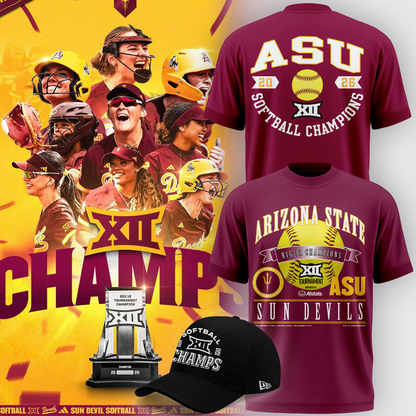 Arizona State Sun Devils 2026 Big 12 Softball Tournament Champions T-shirt -Red
