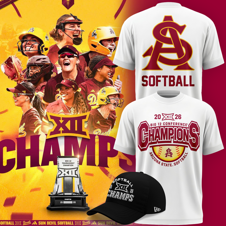 01.Arizona State Sun Devils 2026 Big 12 Softball Tournament Champions T-shirt