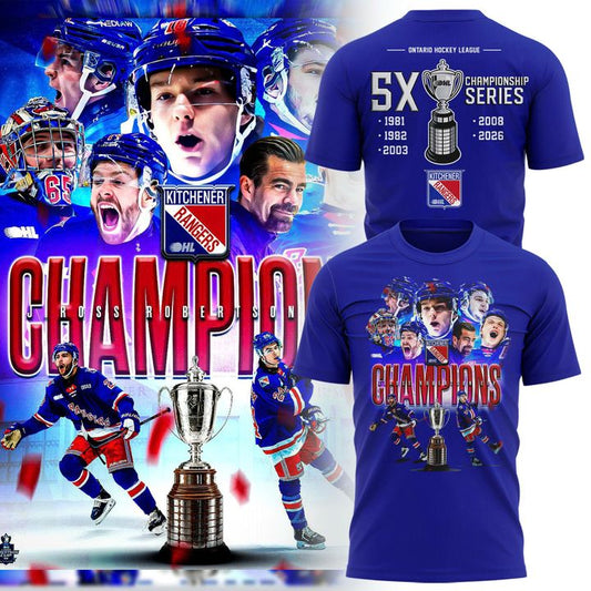 🏆Kitchener Rangers Blue 2026 OHL Champions T-Shirt