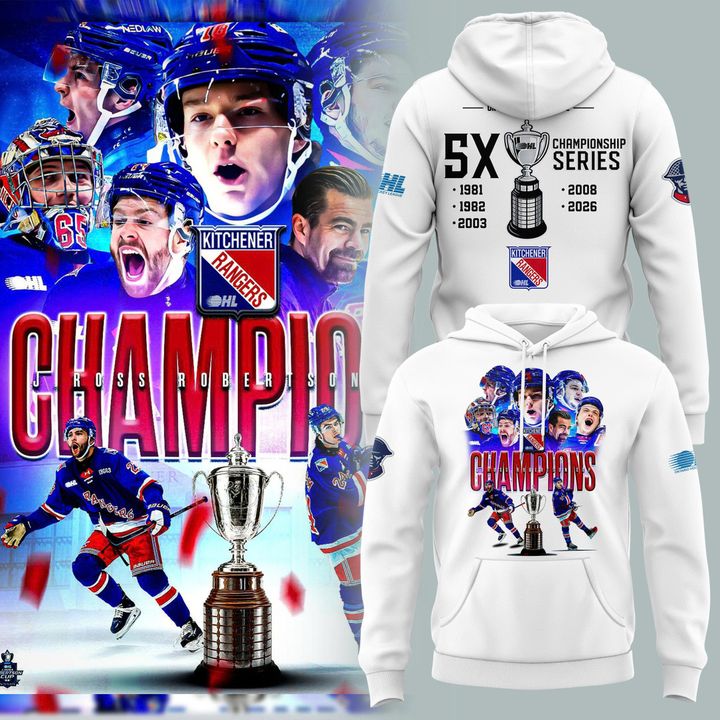🏆Kitchener Rangers White 2026 OHL Champions Hoodie