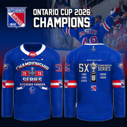 🏆Kitchener Rangers Blue 2026 OHL Champions HocKey Jersey