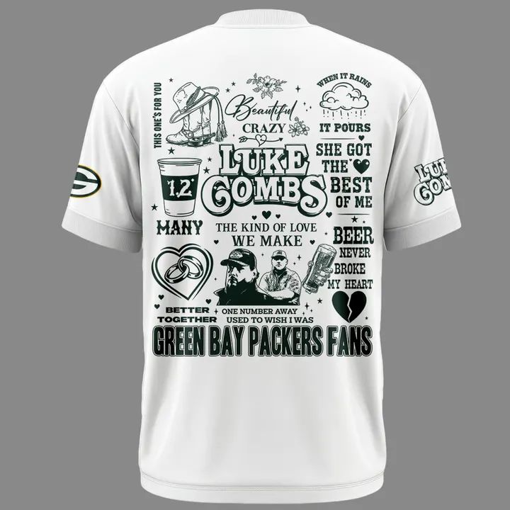 Limited Edition T-shirt White Luke Combs x Green Bay Packers “My Kinda Saturday Night Tour”