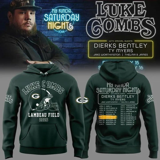 Special Edition Hoodie Luke Combs x Green Bay Packers “My Kinda Saturday Night Tour”
