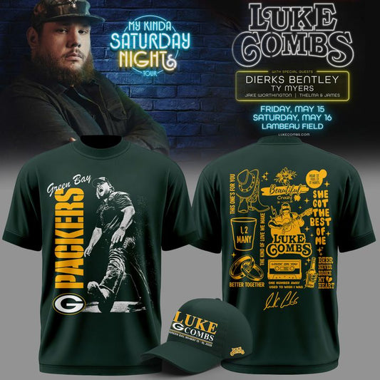 01.Luke Combs x Green Bay Packers My Kinda Saturday Night Tour 2026 - Tshirt