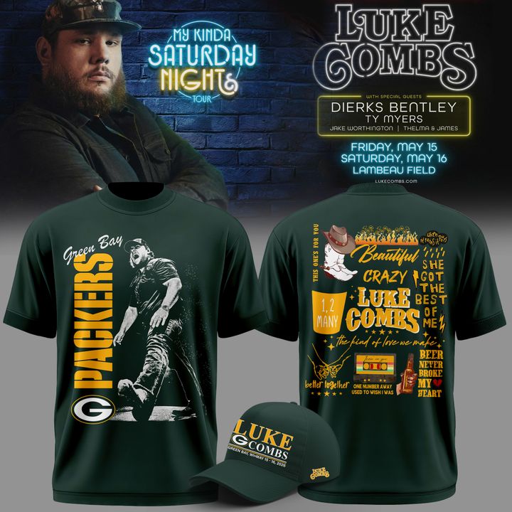 02.Luke Combs x Green Bay Packers My Kinda Saturday Night Tour 2026 - Tshirt