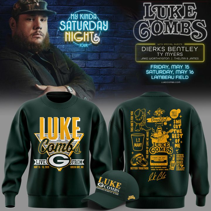 01.Luke Combs x Green Bay Packers My Kinda Saturday Night Tour 2026 - SWEATSHIRT
