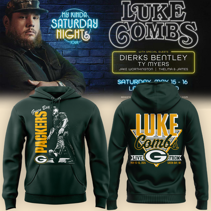 Limited Edition Hoodie Luke Combs x Green Bay Packers My Kinda Saturday Night Tour 2026.