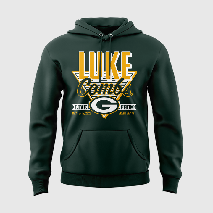 Limited Edition Hoodie Luke Combs x Green Bay Packers My Kinda Saturday Night Tour 2026