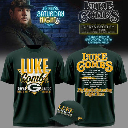 03.Luke Combs x Green Bay Packers My Kinda Saturday Night Tour 2026 - Tshirt