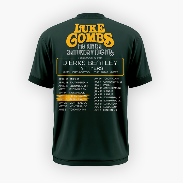 07.Luke Combs x Green Bay Packers My Kinda Saturday Night Tour 2026 - Tshirt