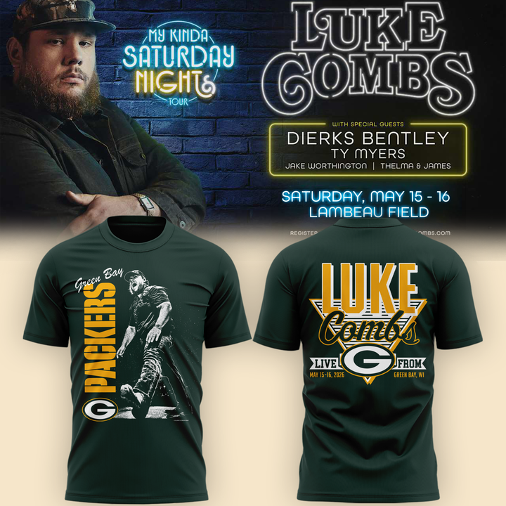 08.Luke Combs x Green Bay Packers My Kinda Saturday Night Tour 2026 - Tshirt