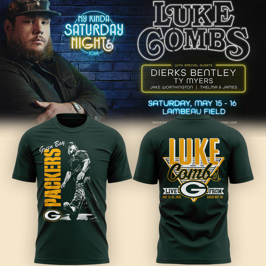 08.Luke Combs x Green Bay Packers My Kinda Saturday Night Tour 2026 - Tshirt