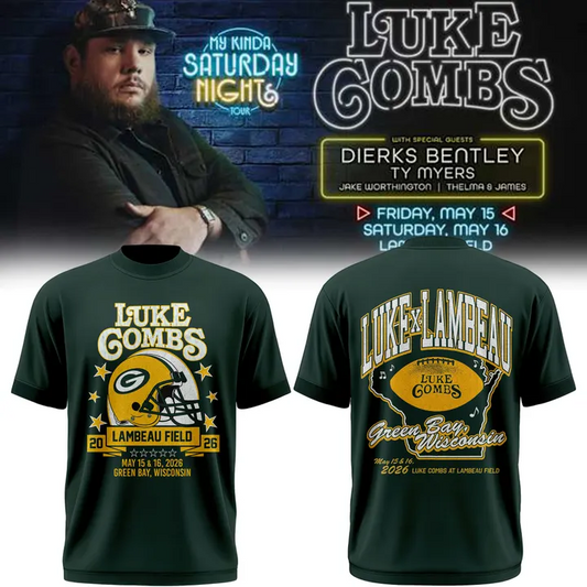 09.Luke Combs x Green Bay Packers My Kinda Saturday Night Tour 2026 - Tshirt